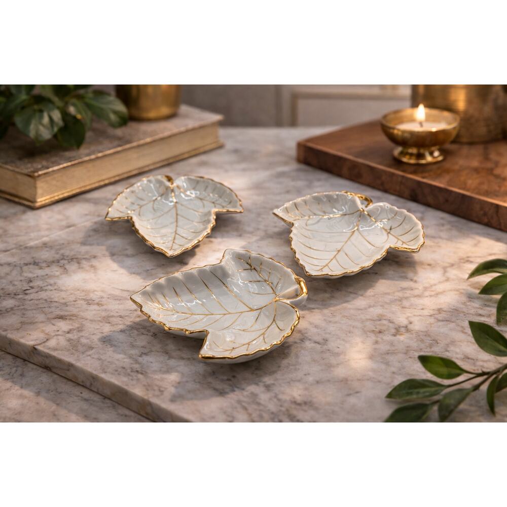 Vintage Occupied Japan Leaf Dishes | Hand Painted Mid Century Trinket Bowls